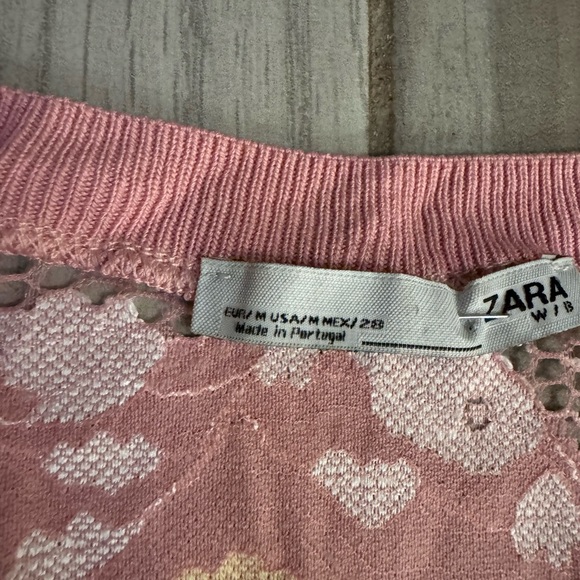 Zara pink lace sheer crop top pastel‎ color tee - Picture 10 of 10